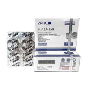 Blister with 100 RAD-150 ZPHC tablets, each 20 mg esterified RAD-140 dose