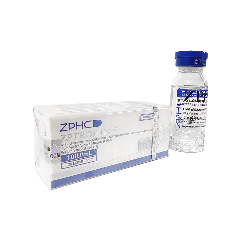 Close-up sterile multi-dose vial ZPtrop 100 IU ZPHC rhGH solution